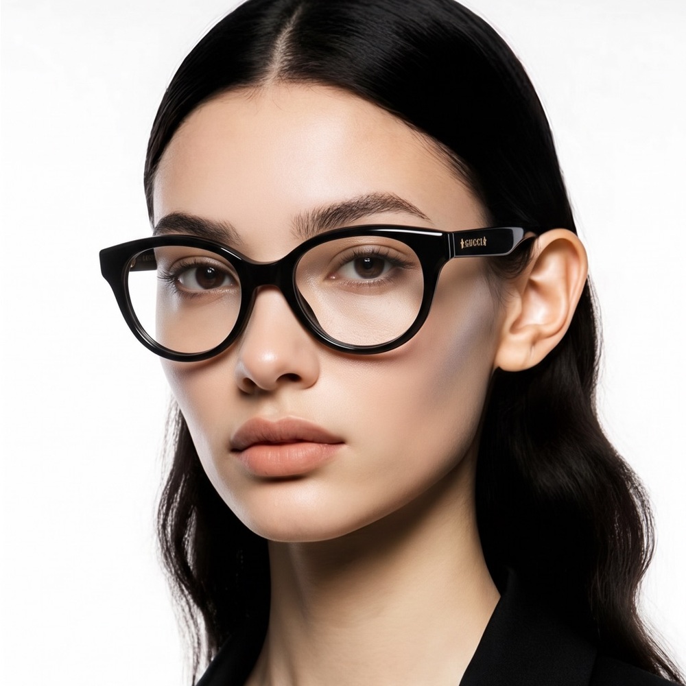 New Authentic Gucci Women's Gray Cat-Eye Optical Glasses